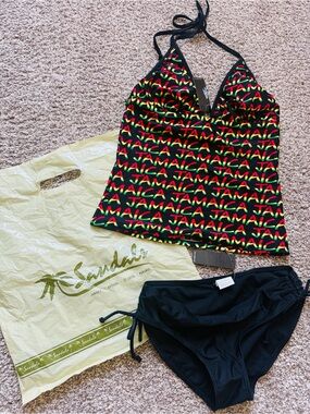 JAMAICA 🇯🇲 RASTA-THEMED 🇯🇲 TWO-PIECE TANKINI SET SIZE MEDIUM 🌟NWT🌟